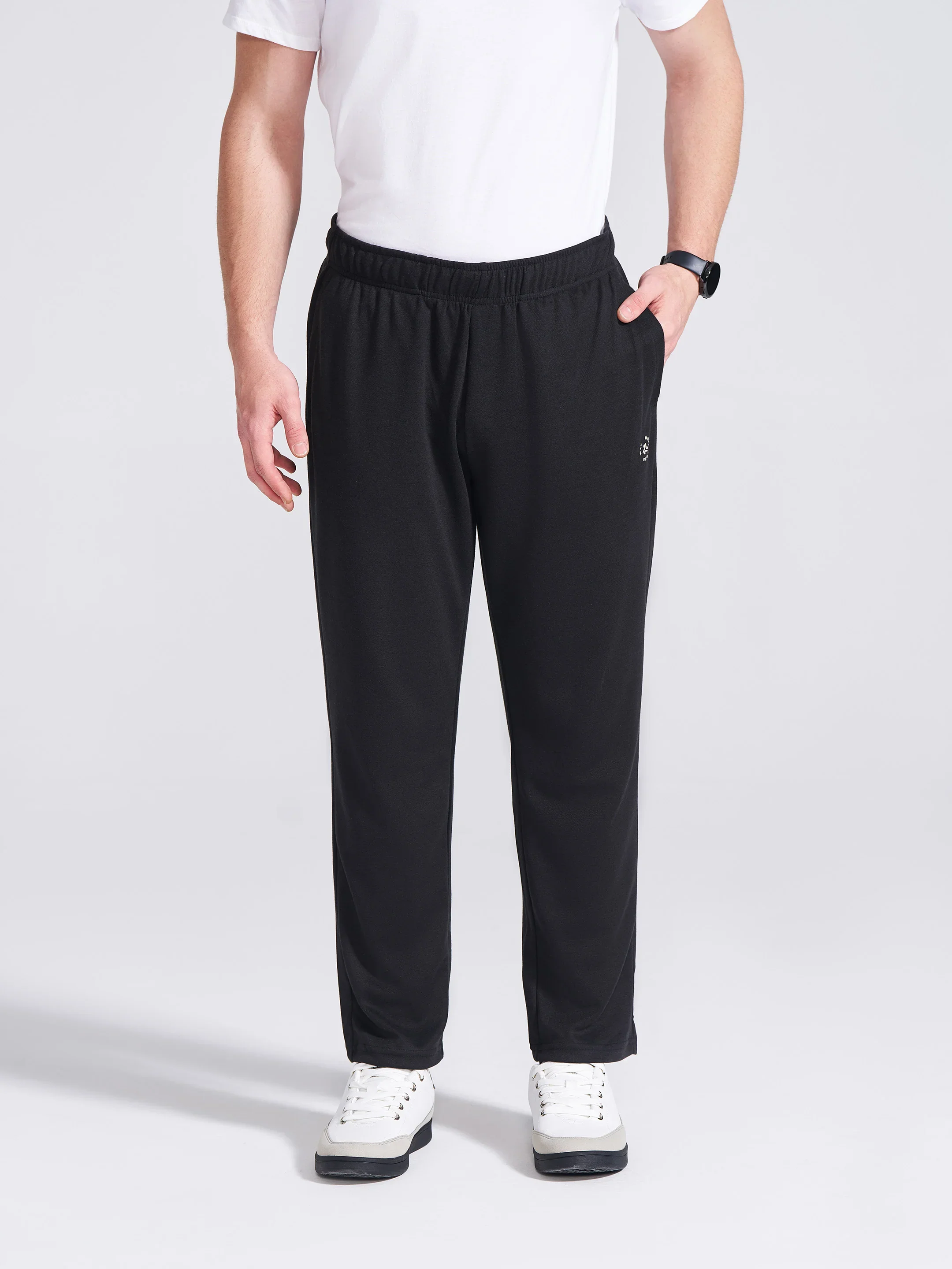 Men's Black Regular Fit Track Pants - Image 2