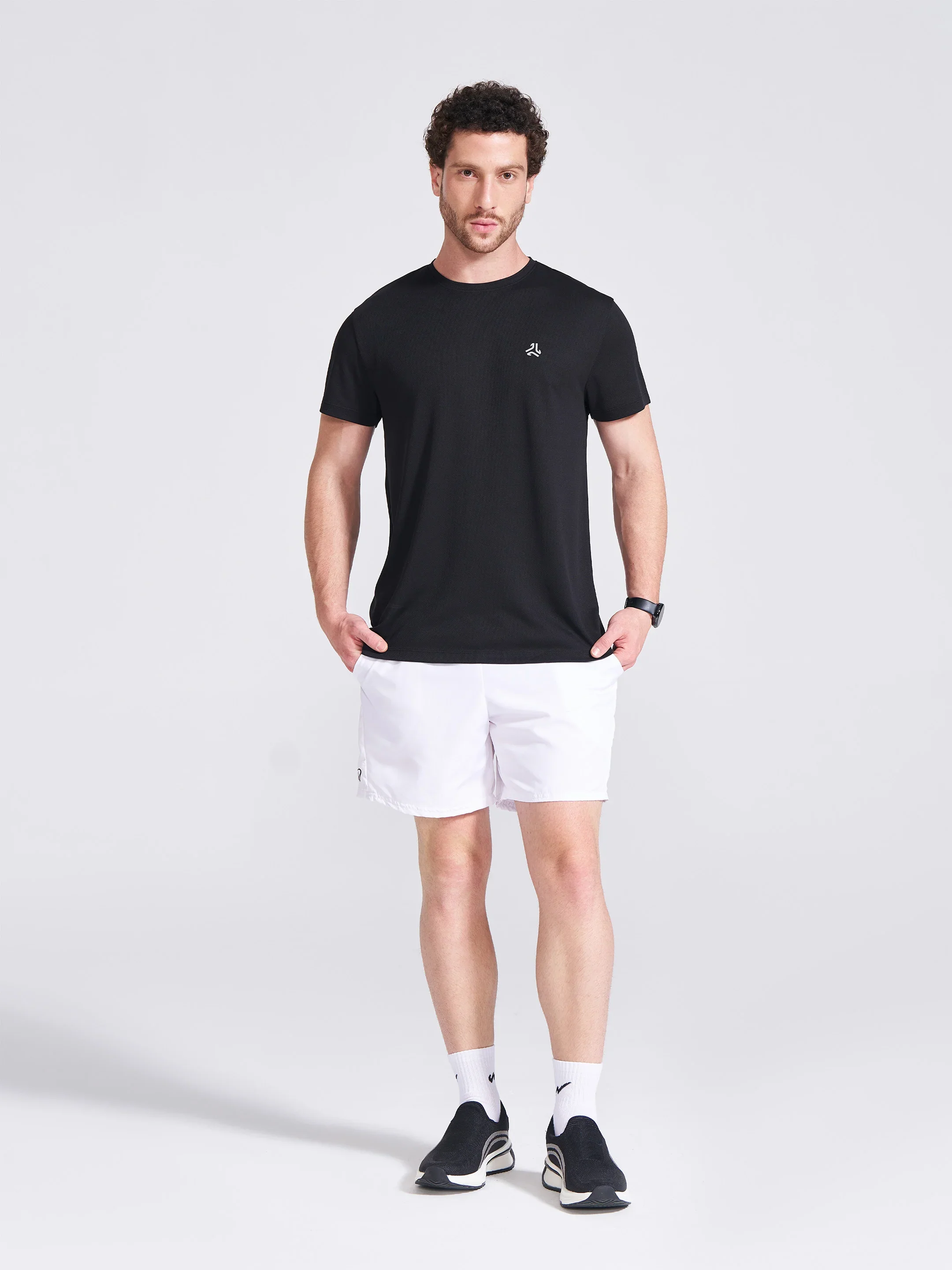 Men's Black Solid Round Neck T-Shirt - Image 7