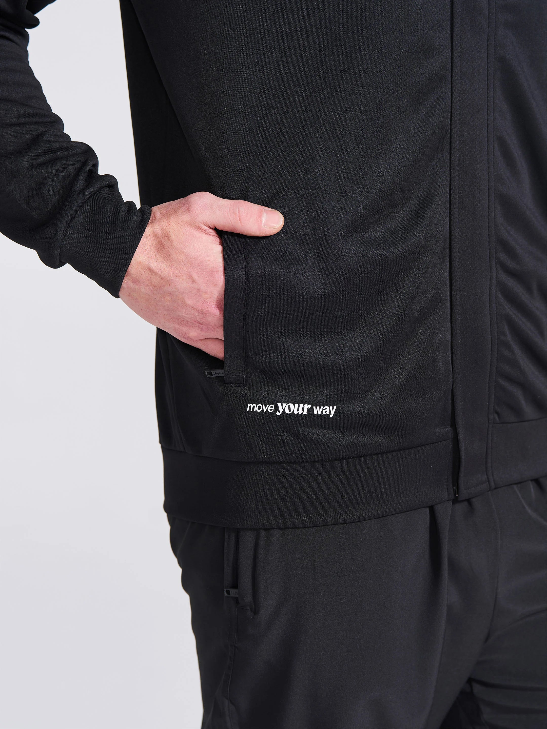Men's Black Solid Stand Collar Jacket - Image 3