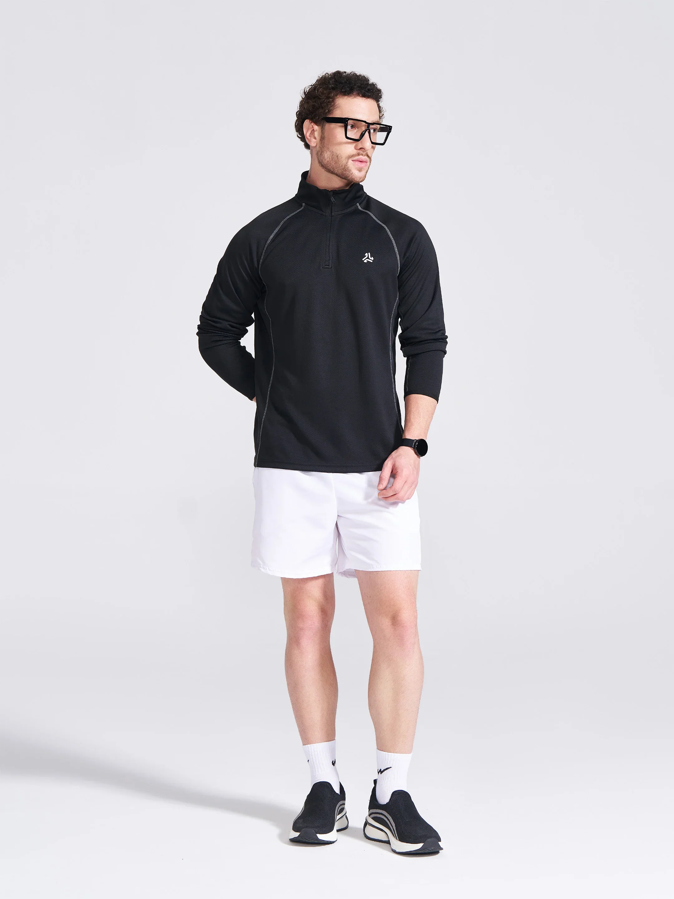 Men's Black Solid Stand Collar Jacket - Image 3