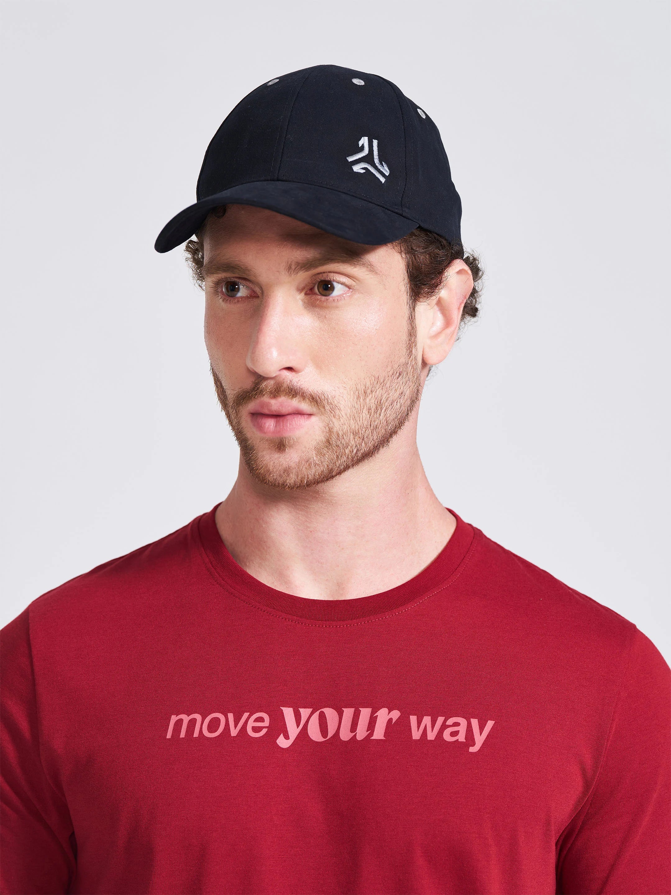 Men's Burgundy Printed Round Neck T-Shirt - Image 2