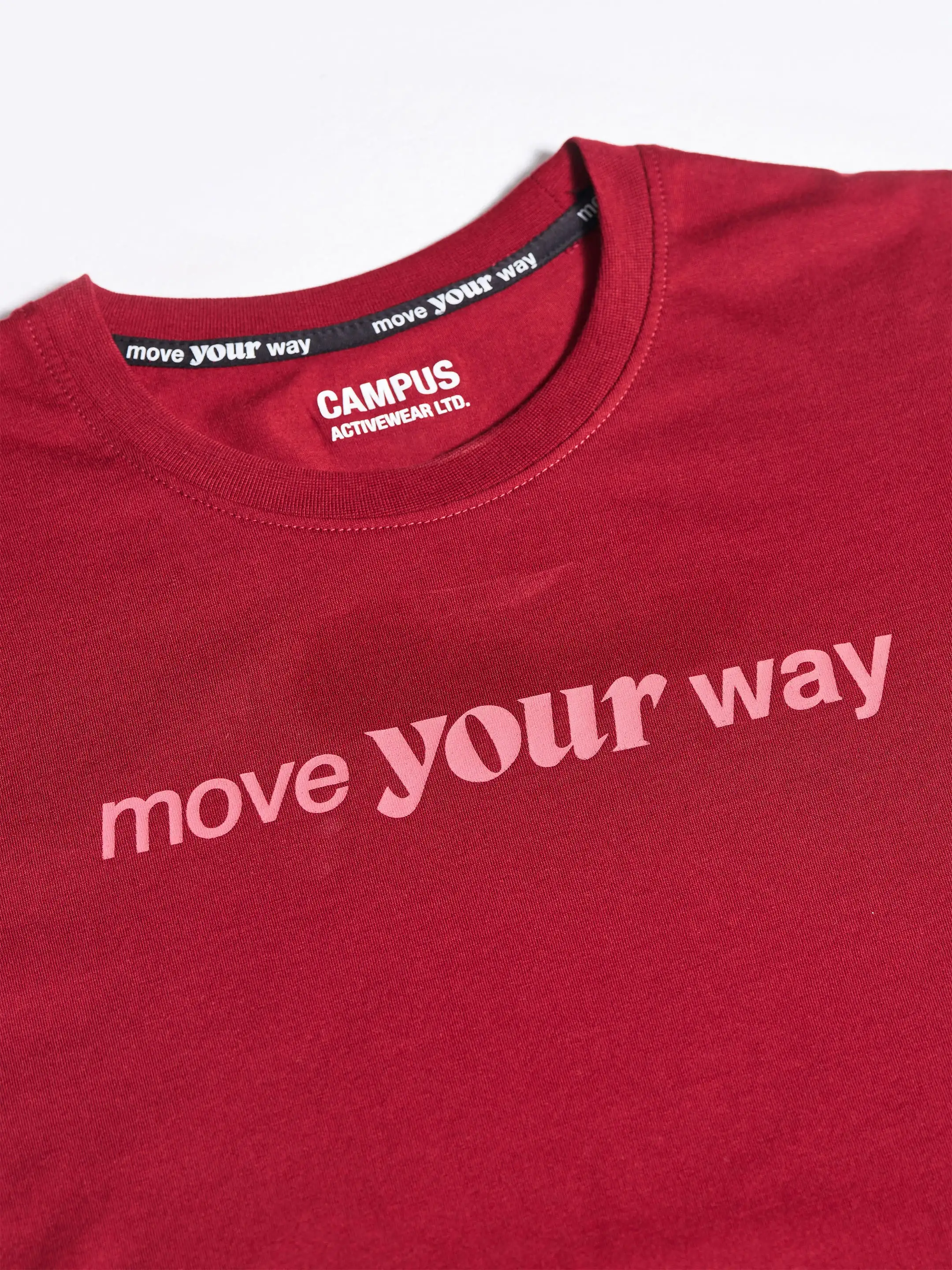 Men's Burgundy Printed Round Neck T-Shirt - Image 7