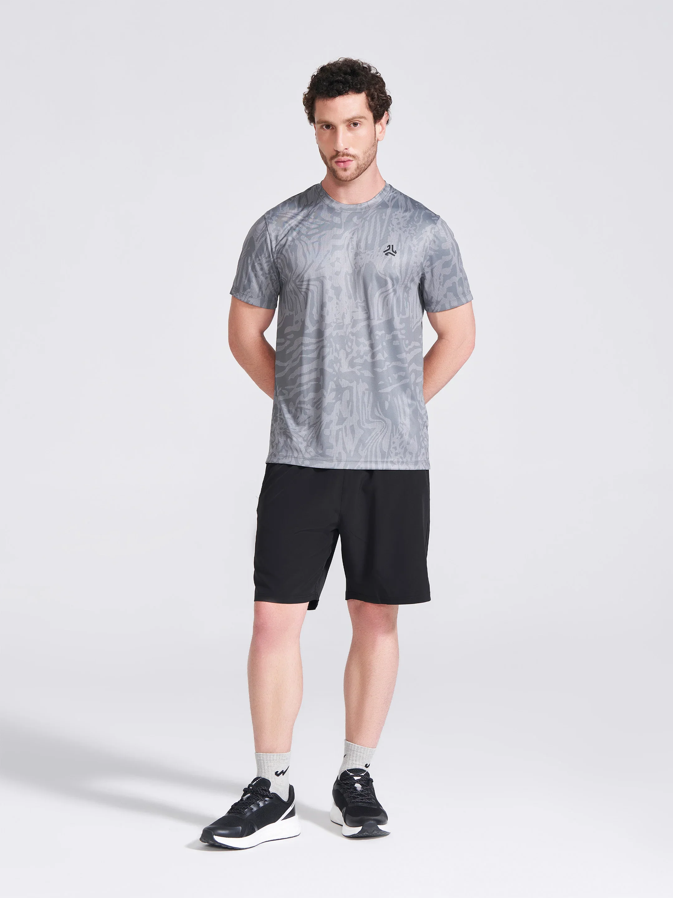 Men's Grey Printed Round Neck T-Shirt - Image 3