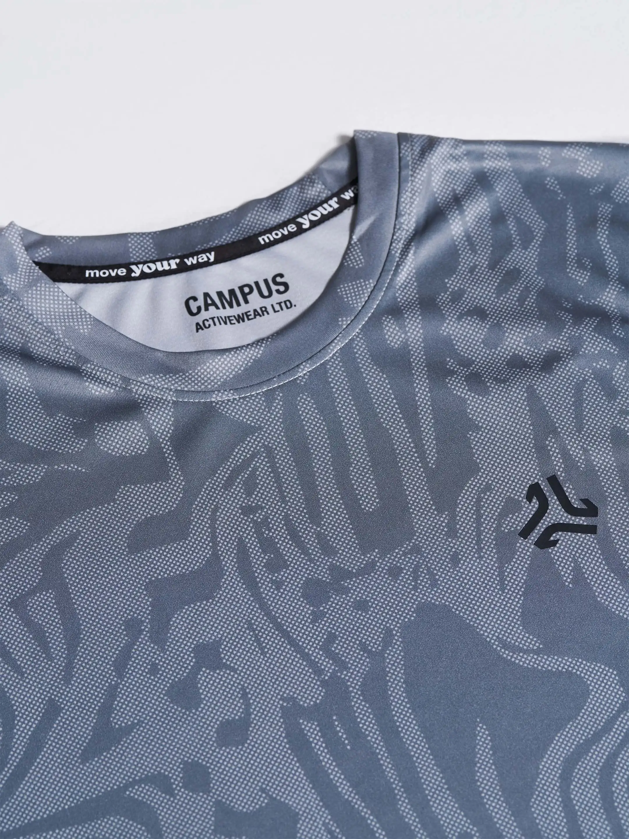 Men's Grey Printed Round Neck T-Shirt - Image 7