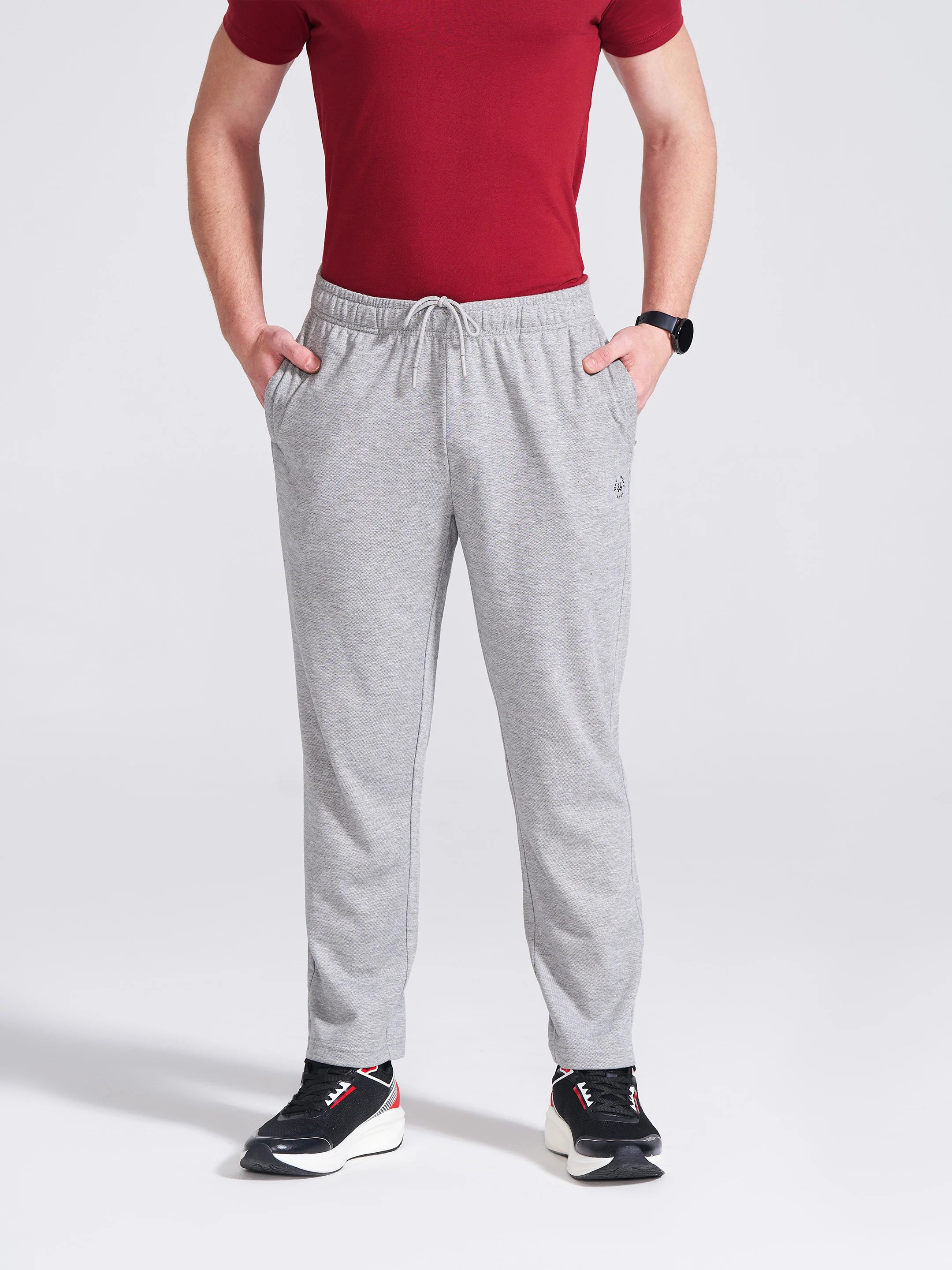 Men's Grey Regular Fit Track Pants - Image 2