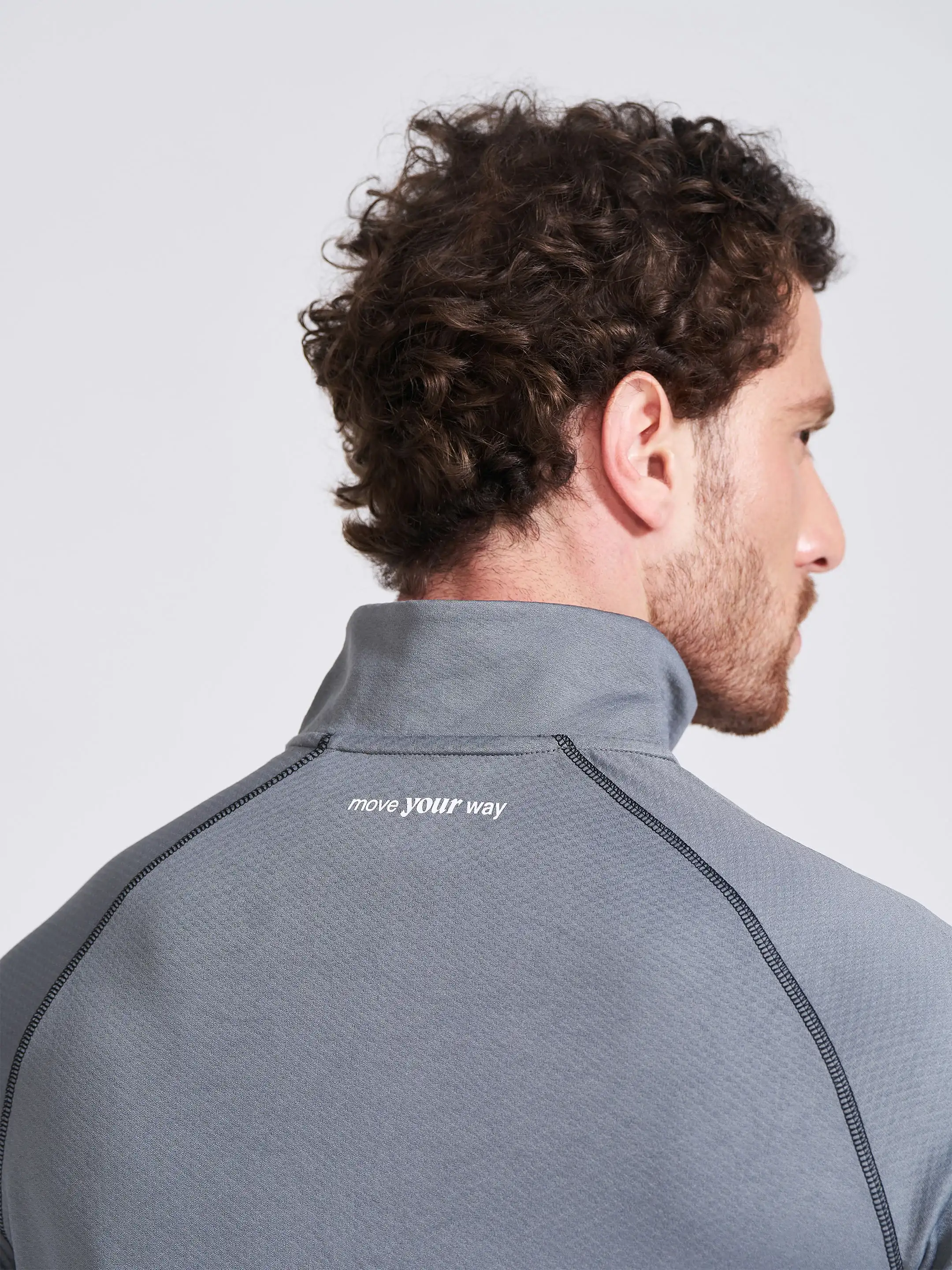 Men's Grey Solid Stand Collar Jacket - Image 5