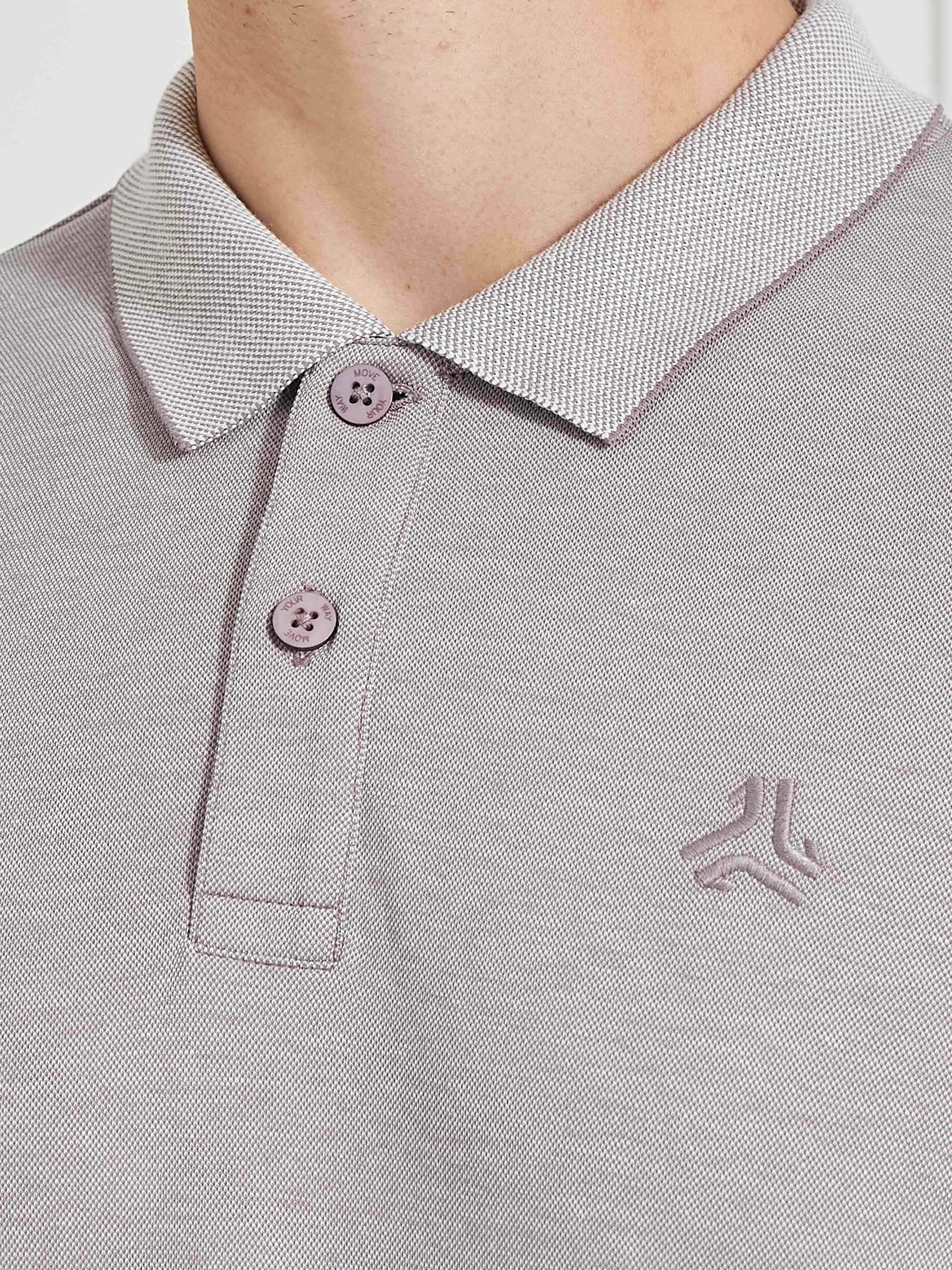 Men's Mauve Solid Polo Collar T-Shirt - Image 3