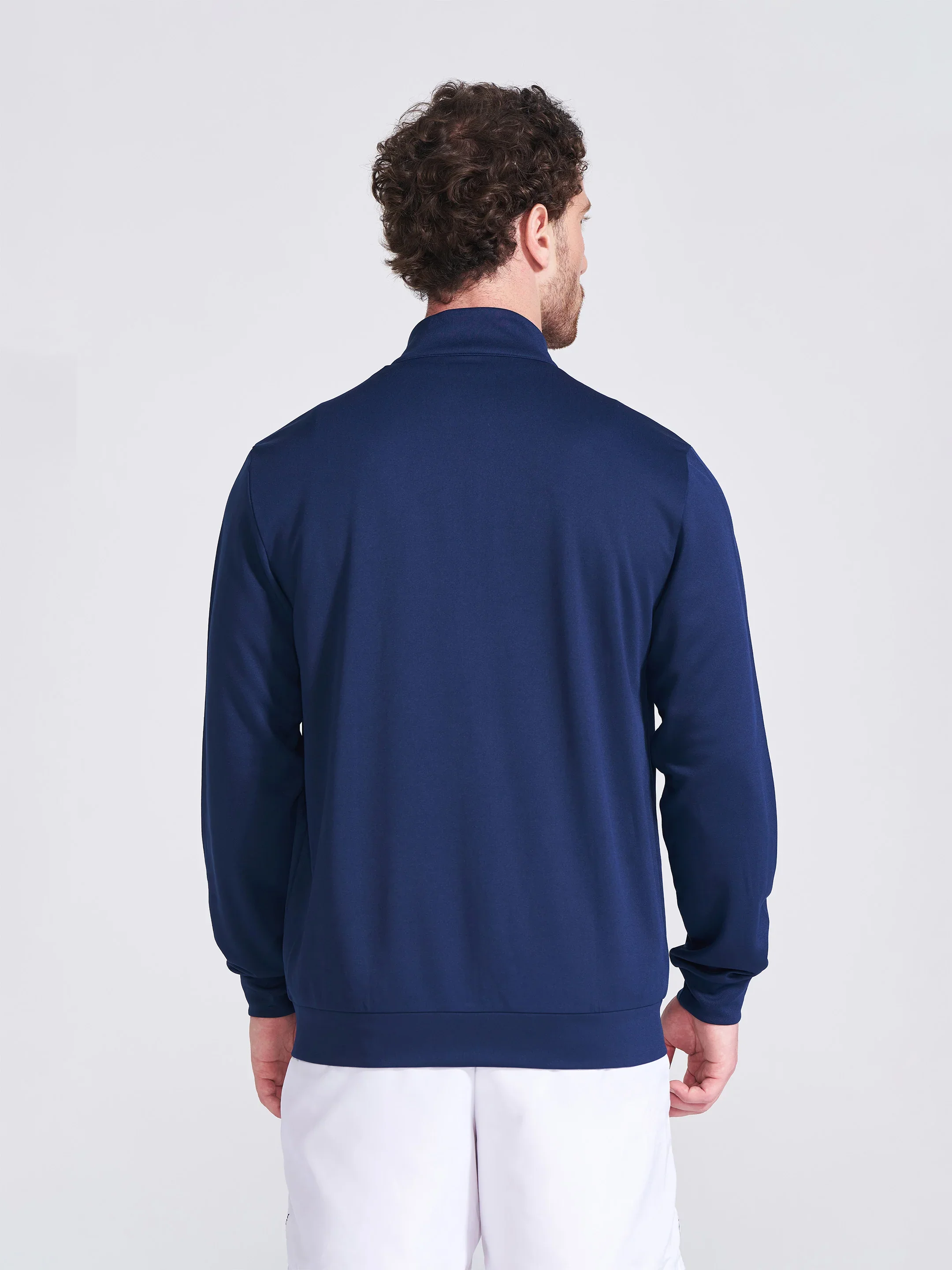 Men's Navy Solid Stand Collar Jacket - Image 5