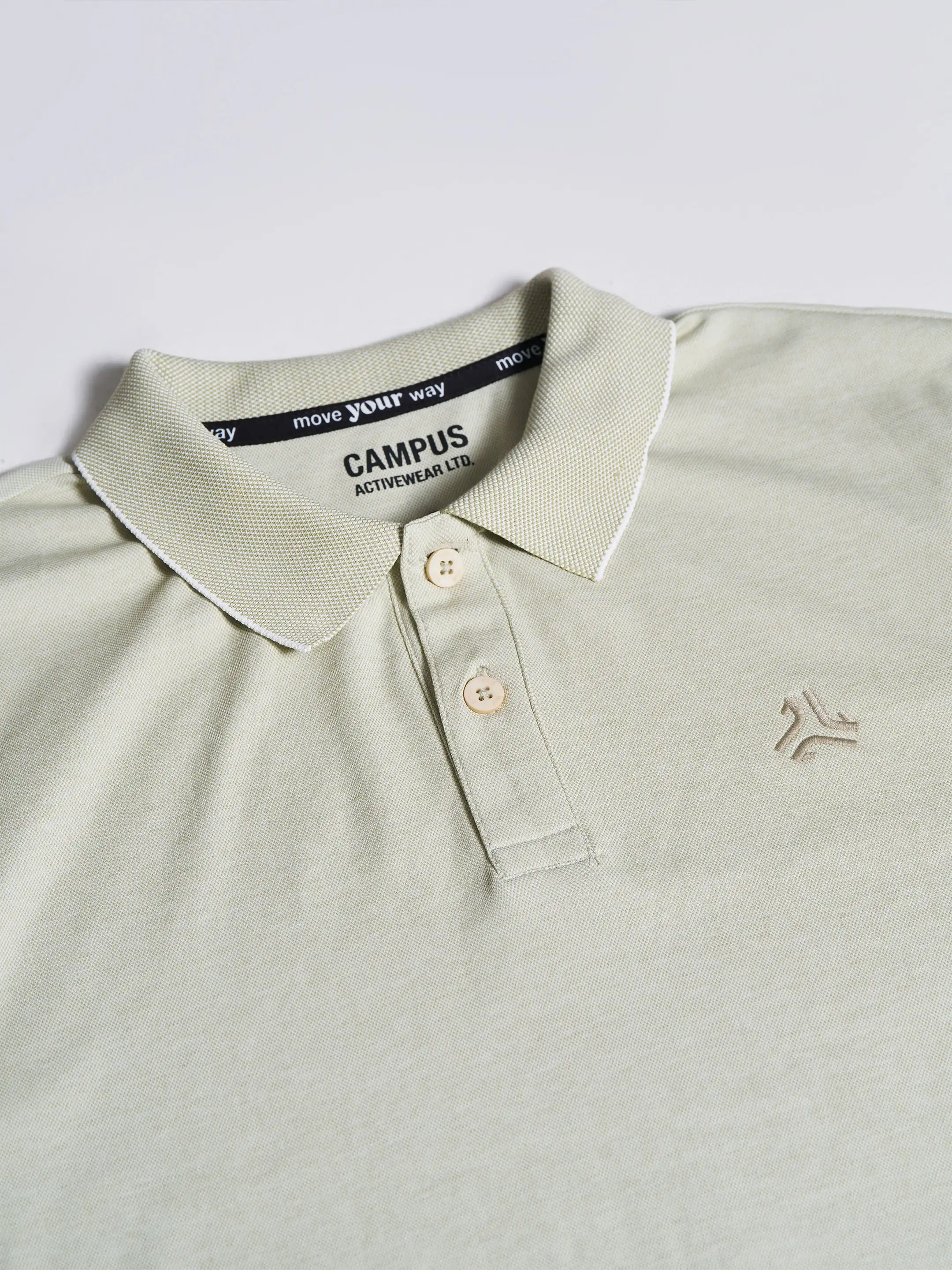 Men's Olive Self Design Polo Collar T-Shirt - Image 5