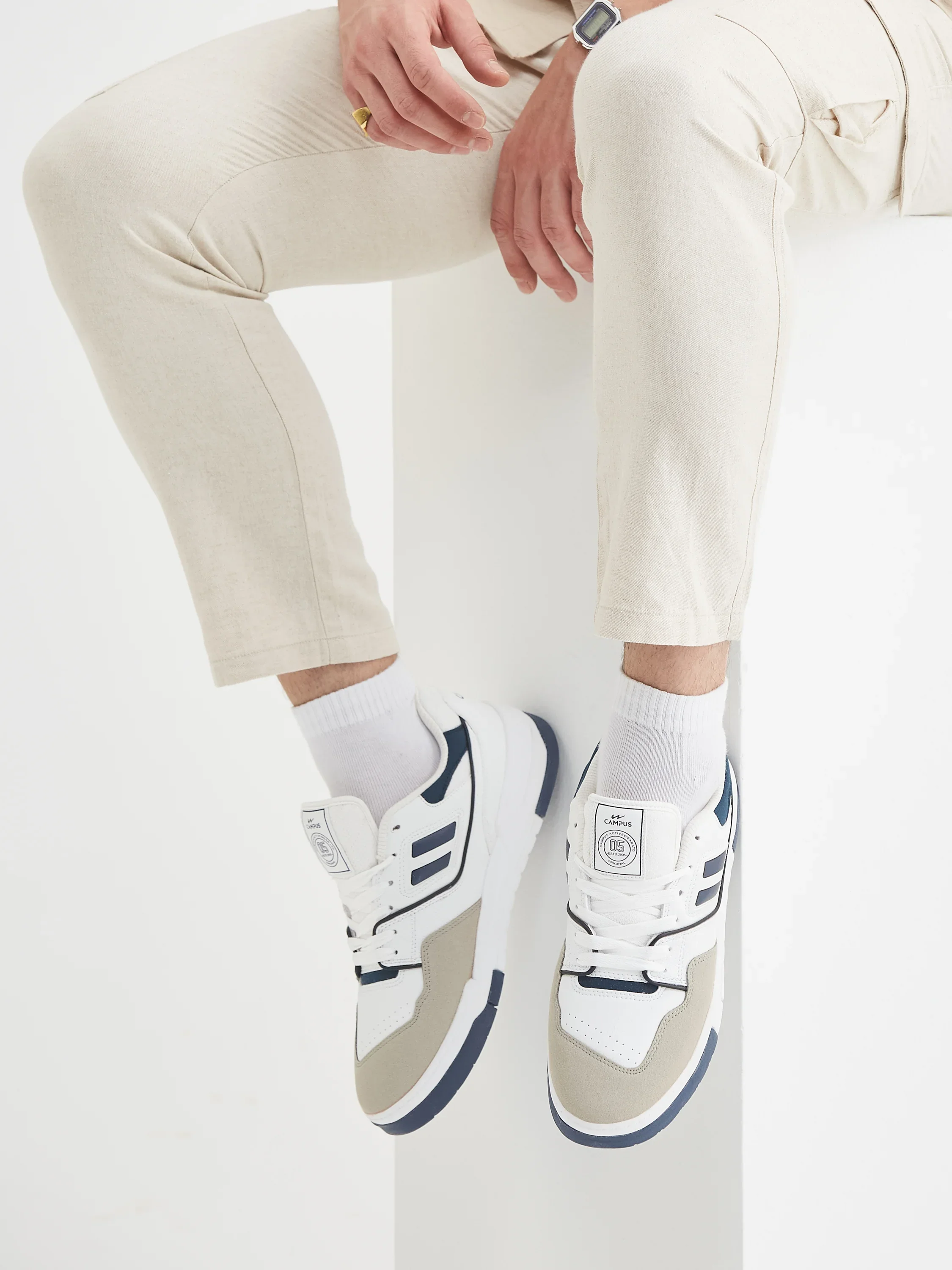 REVOLT White Men's Sneakers - Image 8