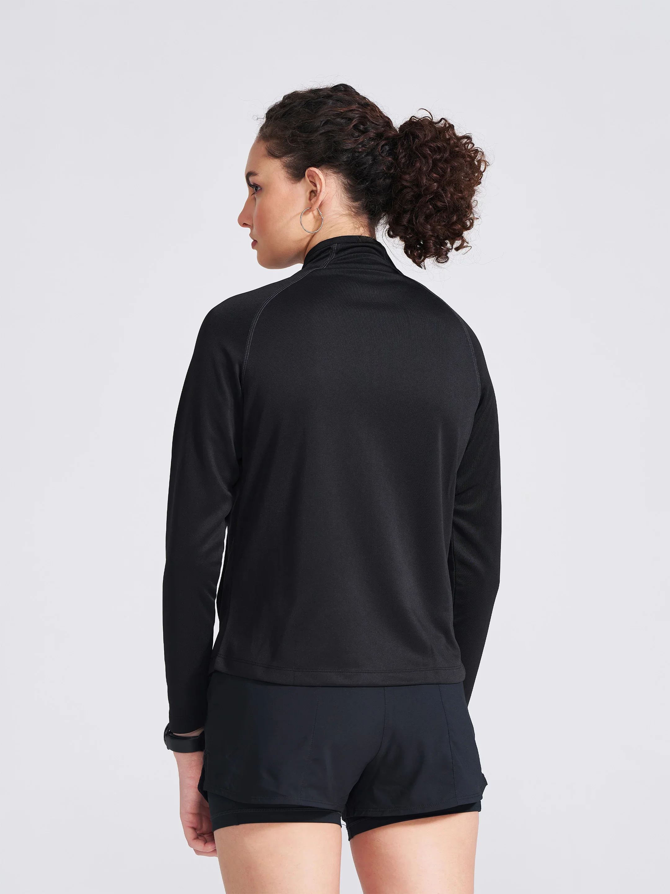 Women's Black Solid Stand Collar Jacket - Image 5