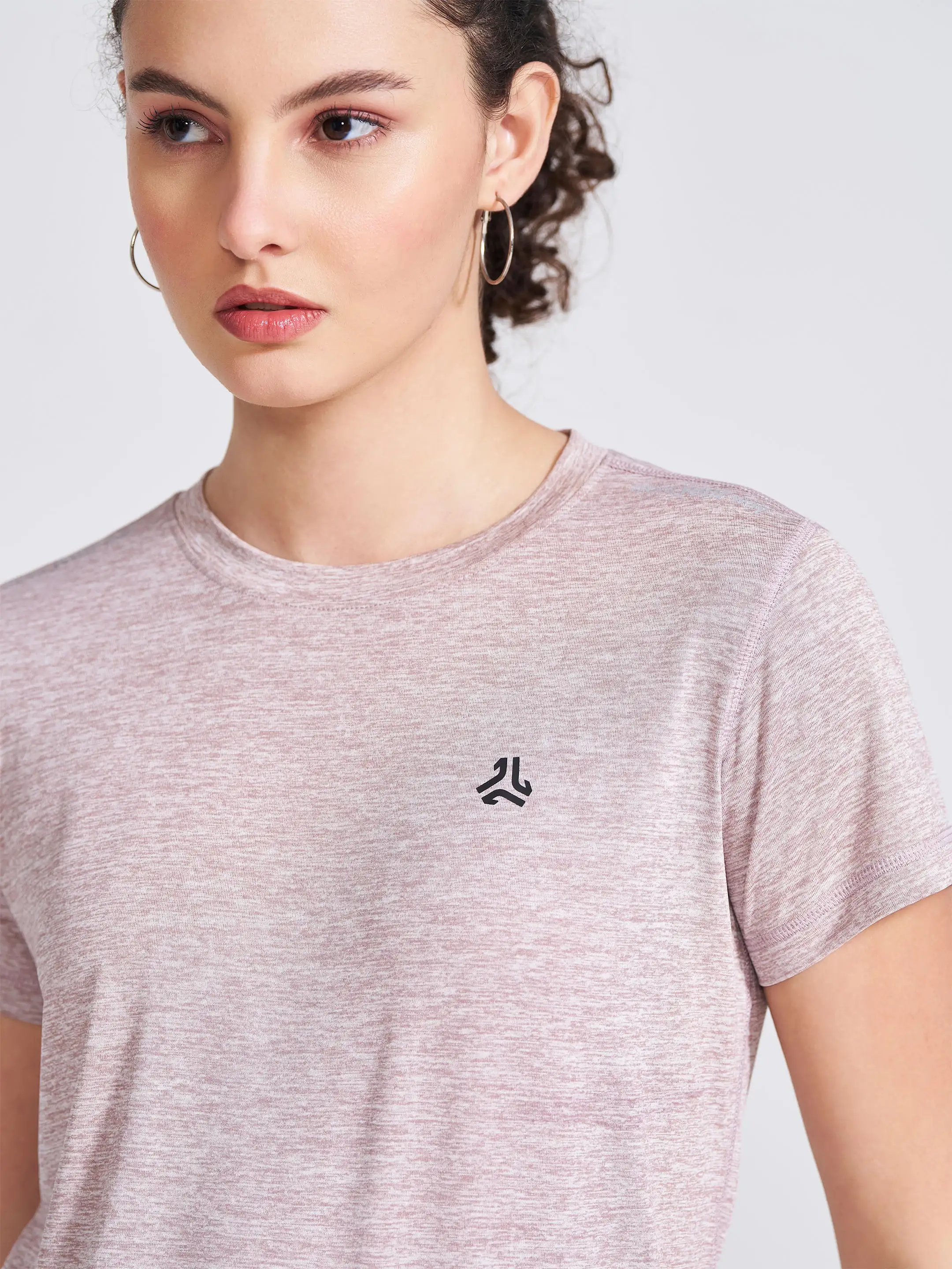Women's Mauve Self Design Round Neck T-Shirt - Image 2