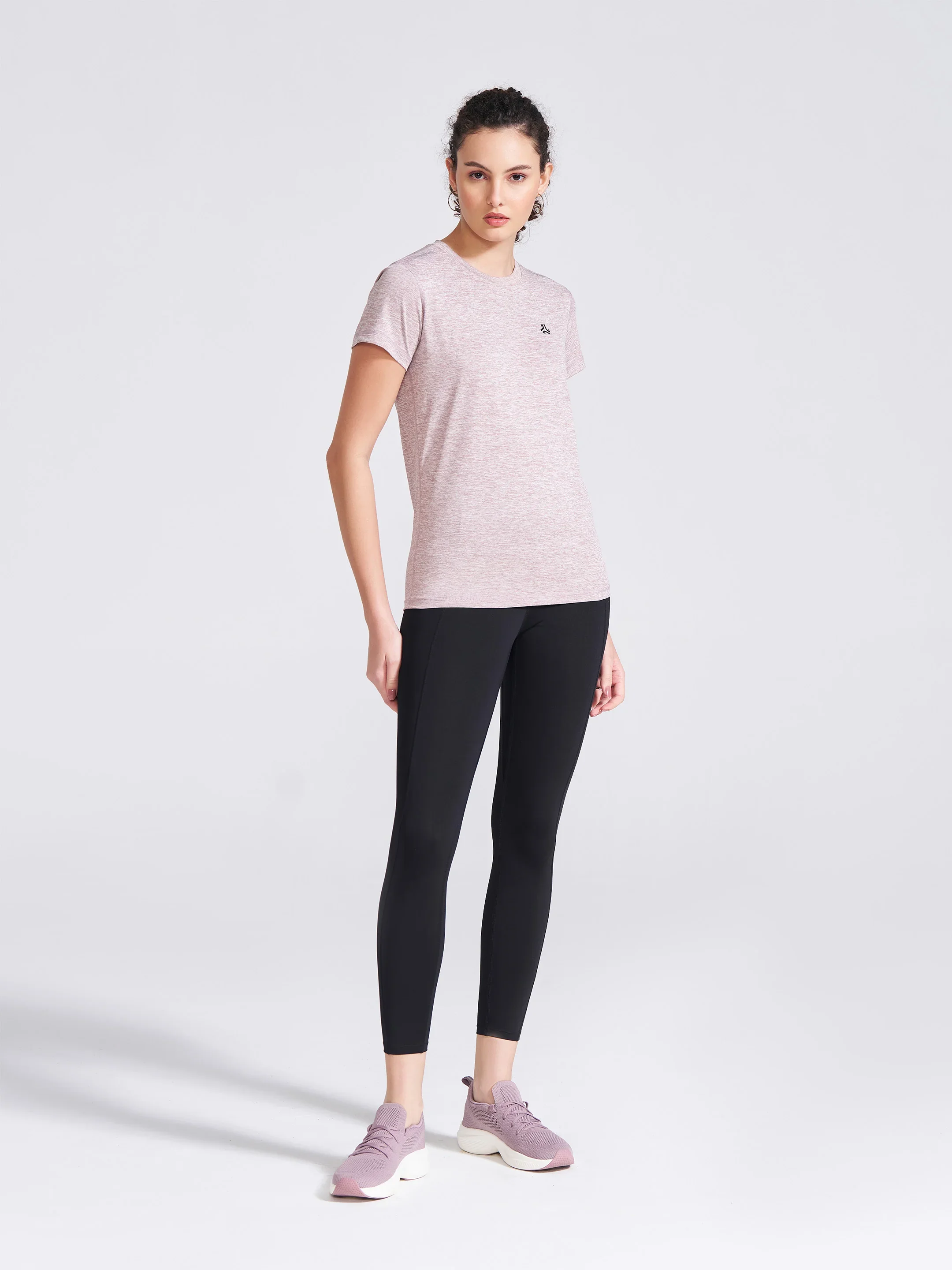 Women's Mauve Self Design Round Neck T-Shirt - Image 6