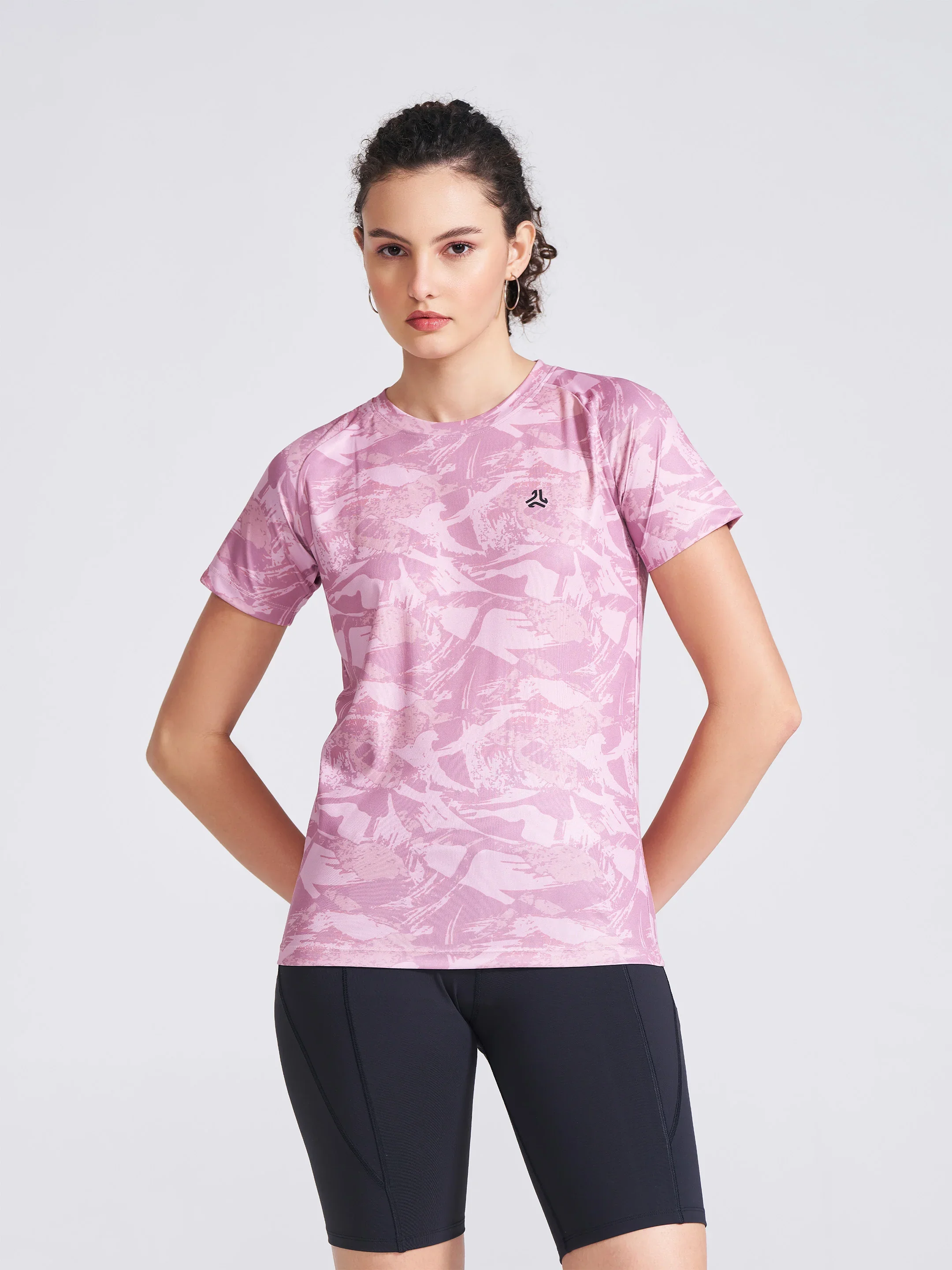 Women's Pink Printed Round Neck T-Shirt - Image 3