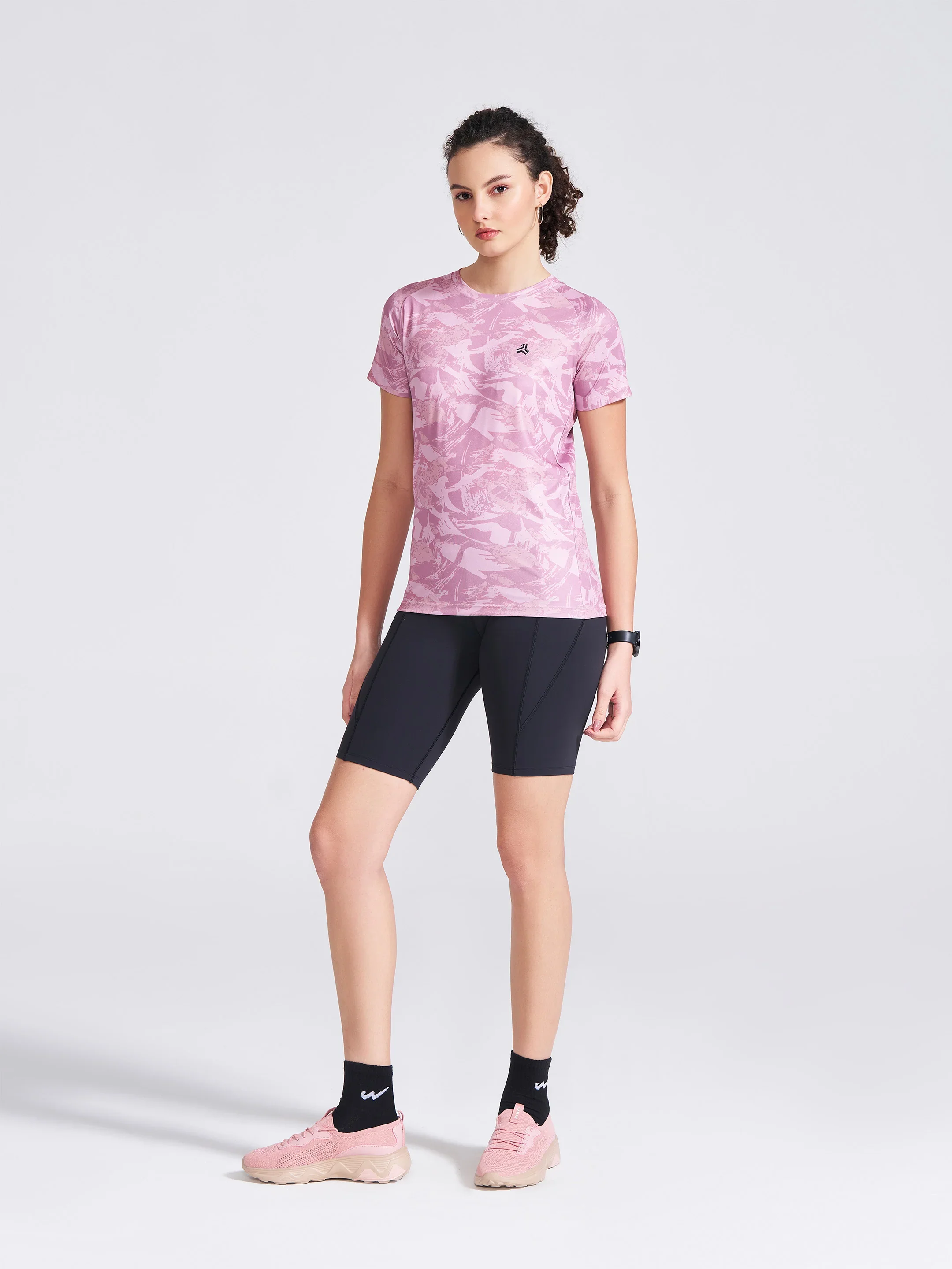 Women's Pink Printed Round Neck T-Shirt - Image 4