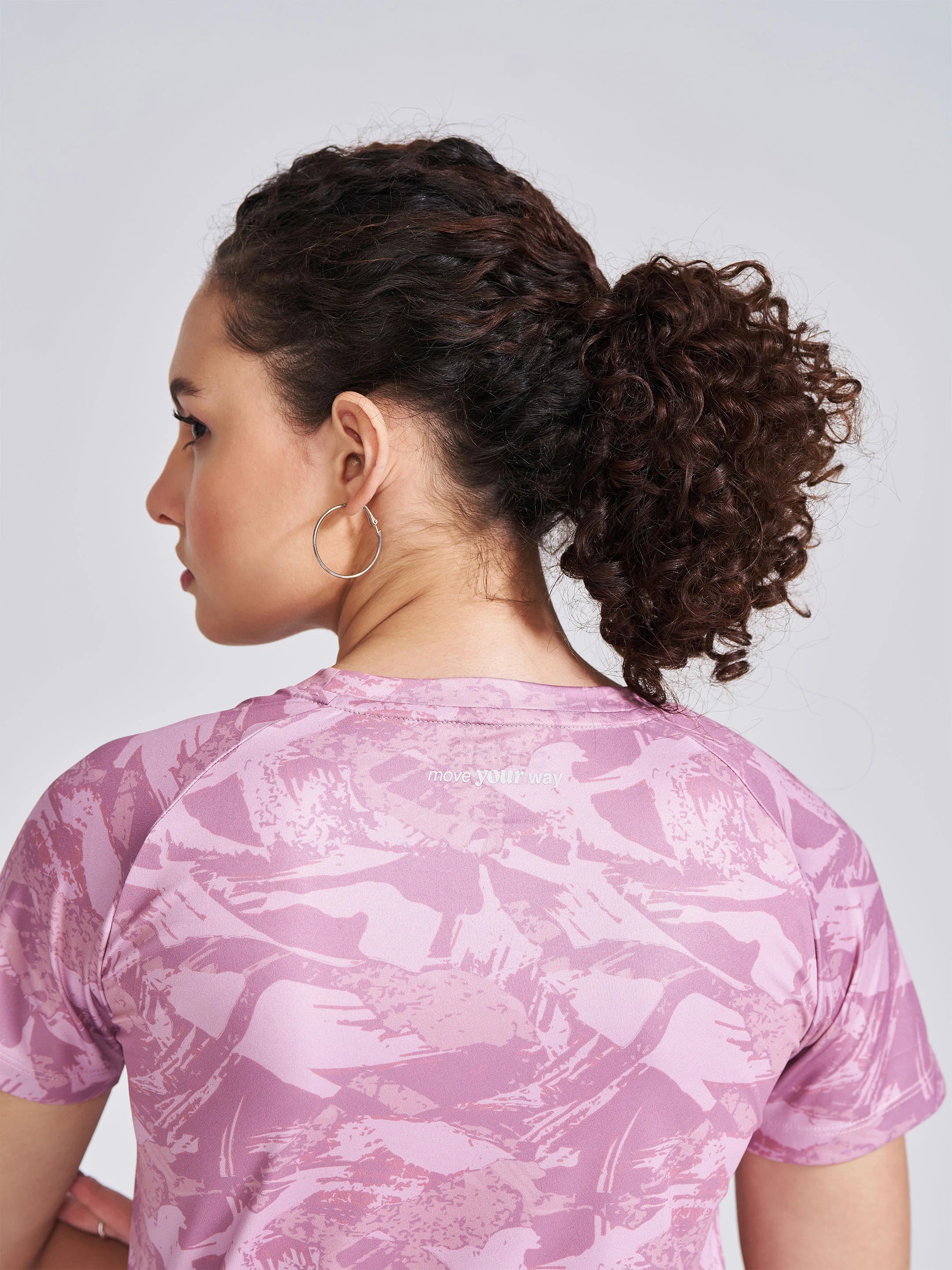 Women's Pink Printed Round Neck T-Shirt - Image 6
